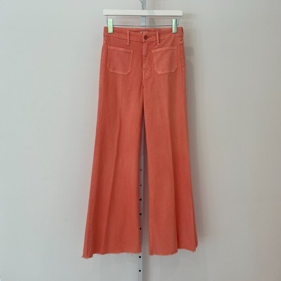MOTHER PATCH POCKET ROLLER SKIMP FLARE PINK JEANS SIZE 26...
